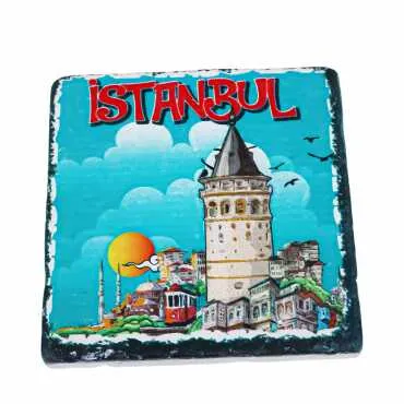 İstanbul Themed UV Printed Square Coaster 80 mm - 10