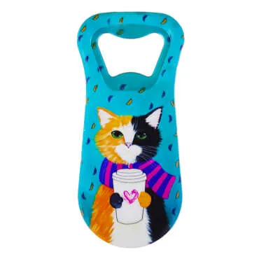 Cat Themed UV Printed Refrigerator Magnet Bottle Opener 95x43 mm - Standart
