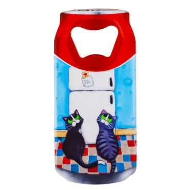 Cat Themed Myros Tin Bottle Opener Refrigerator Magnet 43x80 mm