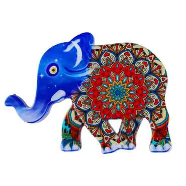 Mandala Temalı Uv Baskılı Fil Şekilli Magnet 86x62 mm