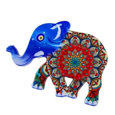 Mandala Themed UV Printed Elephant Shaped Refrigerator Magnet 86x62 mm - Standart - 2
