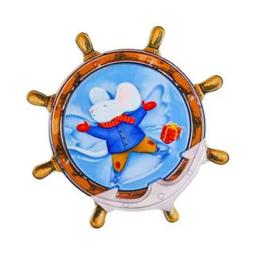 Trendy Design Themed UV Printed Ship Wheel Shaped Refrigerator Magnet 82x82 mm - Standart - 2