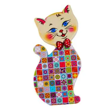 Mandala Temalı Uv Baskılı Kedi Şekilli Magnet 43x87 mm