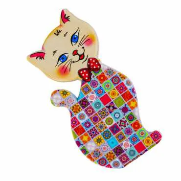 Mandala Temalı Uv Baskılı Kedi Şekilli Magnet 43x87 mm - Standart - 2