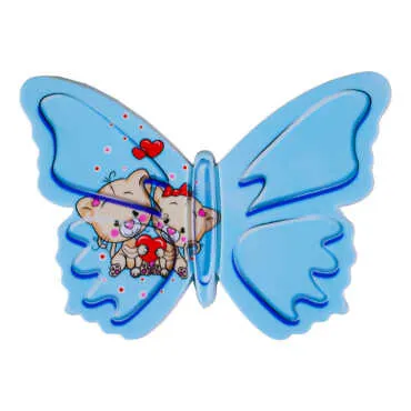Teddy Bear Themed UV Printed Butterfly Shaped Refrigerator Magnet 80x58 mm