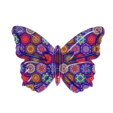 Mandala Temalı Uv Baskılı Kelebek Şekilli Magnet 80x58 mm - Standart