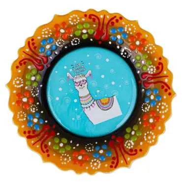Llama Themed Ceramic Myros Decorative Plate 12 cm - 3