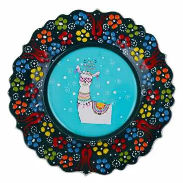 Llama Themed Ceramic Myros Decorative Plate 12 cm - 4