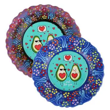 Avocado Themed Myros Ceramic Picture Plate 18 cm - 2