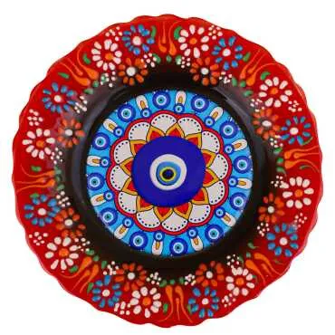 Nazar Temalı Çini Myros Resim Tabak 18 cm  - 3