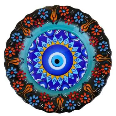 Nazar Temalı Çini Myros Resim Tabak 18 cm  - 4