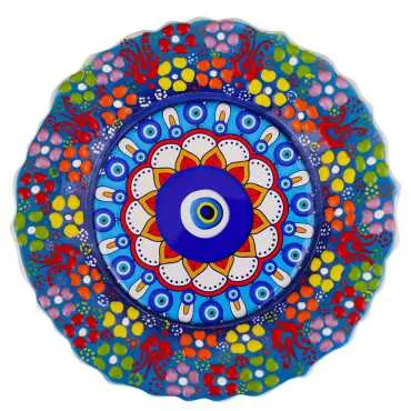 Nazar Temalı Çini Myros Resim Tabak 18 cm  - 6