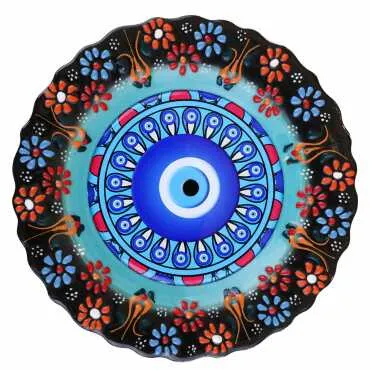 Nazar Temalı Çini Myros Resim Tabak 18 cm  - 10
