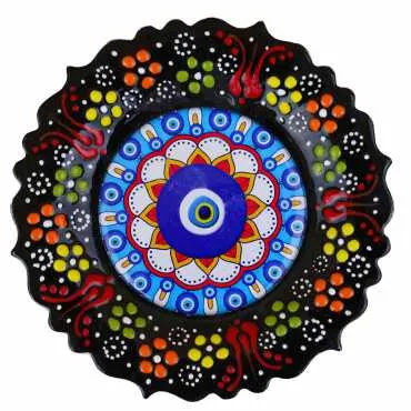 Nazar Temalı Çini Myros Resim Tabak 18 cm  - 13