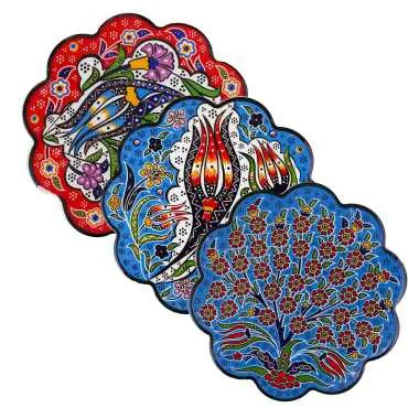Özel Kabartma Serigrafi Baskılı Seramik Papatya Bardak Altlığı 110 Mm - 2