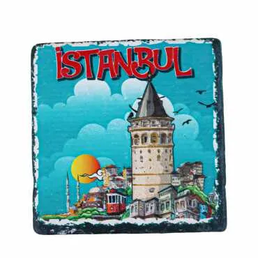 İstanbul Themed UV Printed Square Coaster 80 mm - 3