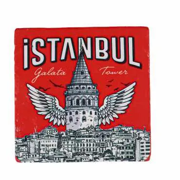 İstanbul Themed UV Printed Square Coaster 80 mm - 5