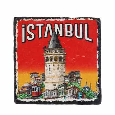 İstanbul Themed UV Printed Square Coaster 80 mm - 7
