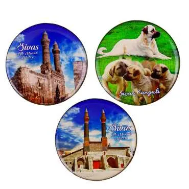 Sivas Themed Myros Round Refrigerator Magnet 67 mm - 2