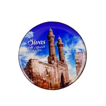 Sivas Themed Myros Round Refrigerator Magnet 67 mm - 3