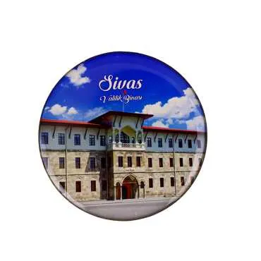 Sivas Themed Myros Round Refrigerator Magnet 67 mm - 7
