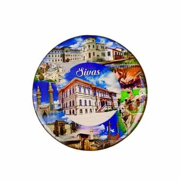 Sivas Themed Myros Round Refrigerator Magnet 67 mm - 11