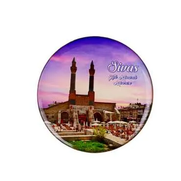Sivas Themed Myros Round Refrigerator Magnet 67 mm - 13