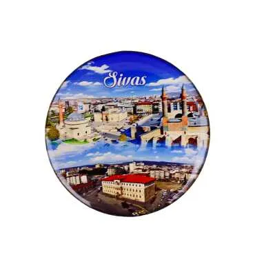 Sivas Themed Myros Round Refrigerator Magnet 67 mm - 14
