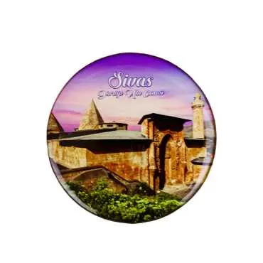 Sivas Themed Myros Round Refrigerator Magnet 67 mm - 15