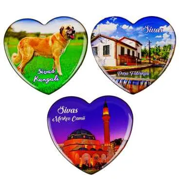 Sivas Themed Myros Heart Refrigerator Magnet 65x60 mm - 2