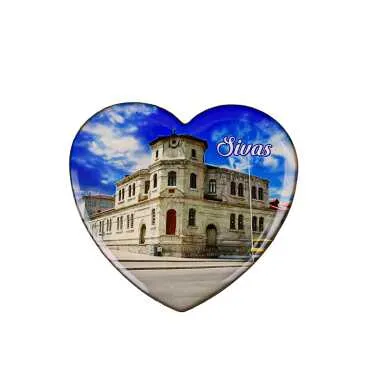Sivas Themed Myros Heart Refrigerator Magnet 65x60 mm - 9