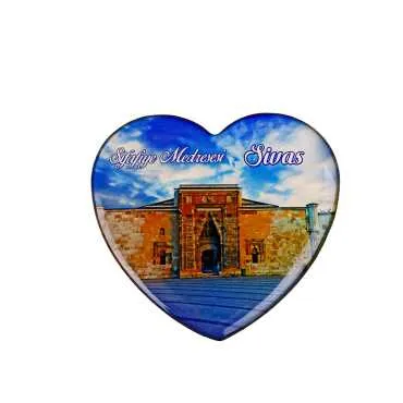 Sivas Themed Myros Heart Refrigerator Magnet 65x60 mm - 11
