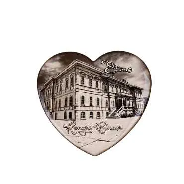 Sivas Themed Myros Heart Refrigerator Magnet 65x60 mm - 12