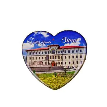 Sivas Themed Myros Heart Refrigerator Magnet 65x60 mm - 13