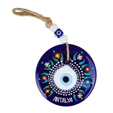 Antalya Themed Mandala Design Glass Evil Eye Wall Hanging 22 cm - 12