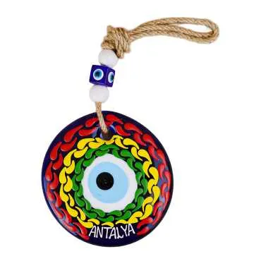 Antalya Themed Mandala Design Glass Evil Eye Wall Hanging 22 cm - 11
