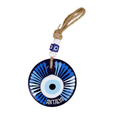 Antalya Themed Mandala Design Glass Evil Eye Wall Hanging 22 cm - 7