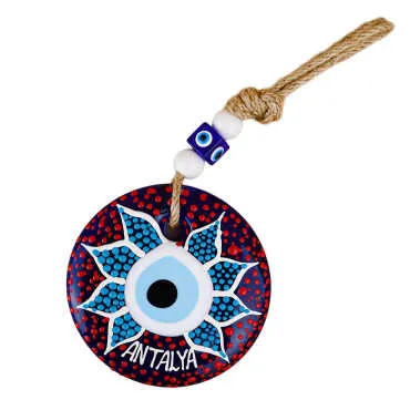 Antalya Themed Mandala Design Glass Evil Eye Wall Hanging 22 cm - 6