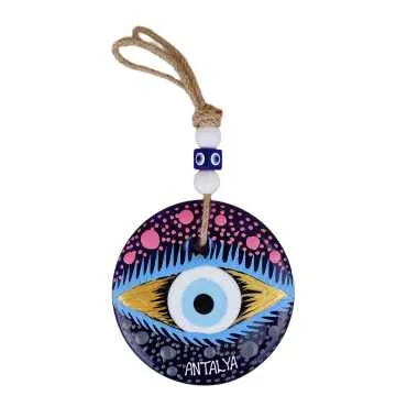 Antalya Themed Mandala Design Glass Evil Eye Wall Hanging 22 cm - 4