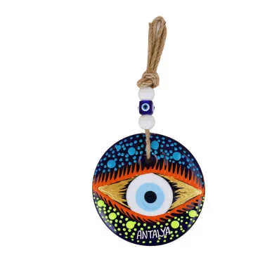 Antalya Themed Mandala Design Glass Evil Eye Wall Hanging 22 cm - 3