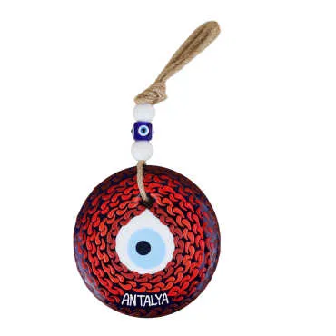 Antalya Themed Mandala Design Glass Evil Eye Wall Hanging 22 cm - 2