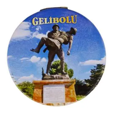 Çanakkale Themed Myros Round Customized PU Mirror 72x11 mm - 3