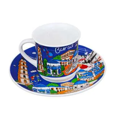 Bursa Themed Porcelain Dual Coffee Set