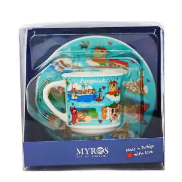 Ayvalık Themed Single Porcelain Coffee Cup