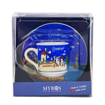 Bodrum Themed Single Porcelain Coffee Cup - 3