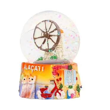 Alaçatı Themed Polyester Snow Globe 65 mm - 2