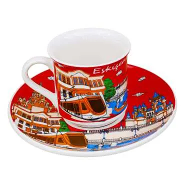 Eskişehir Themed Porcelain Coffee Set for Two - 5