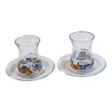 Wholesale Istanbul Themed Myros Lux Colorful Dual Tea Set - Standart - 2