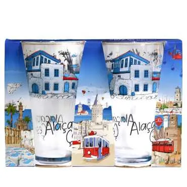 Wholesale Alaçatı Themed Beer Glass Set of 2
