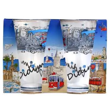 Wholesale Didim Themed Beer Glass Set of 2
